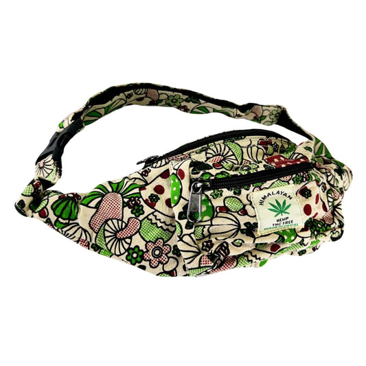 Handmade Himalayan Hemp Money Belt - Mushrooms