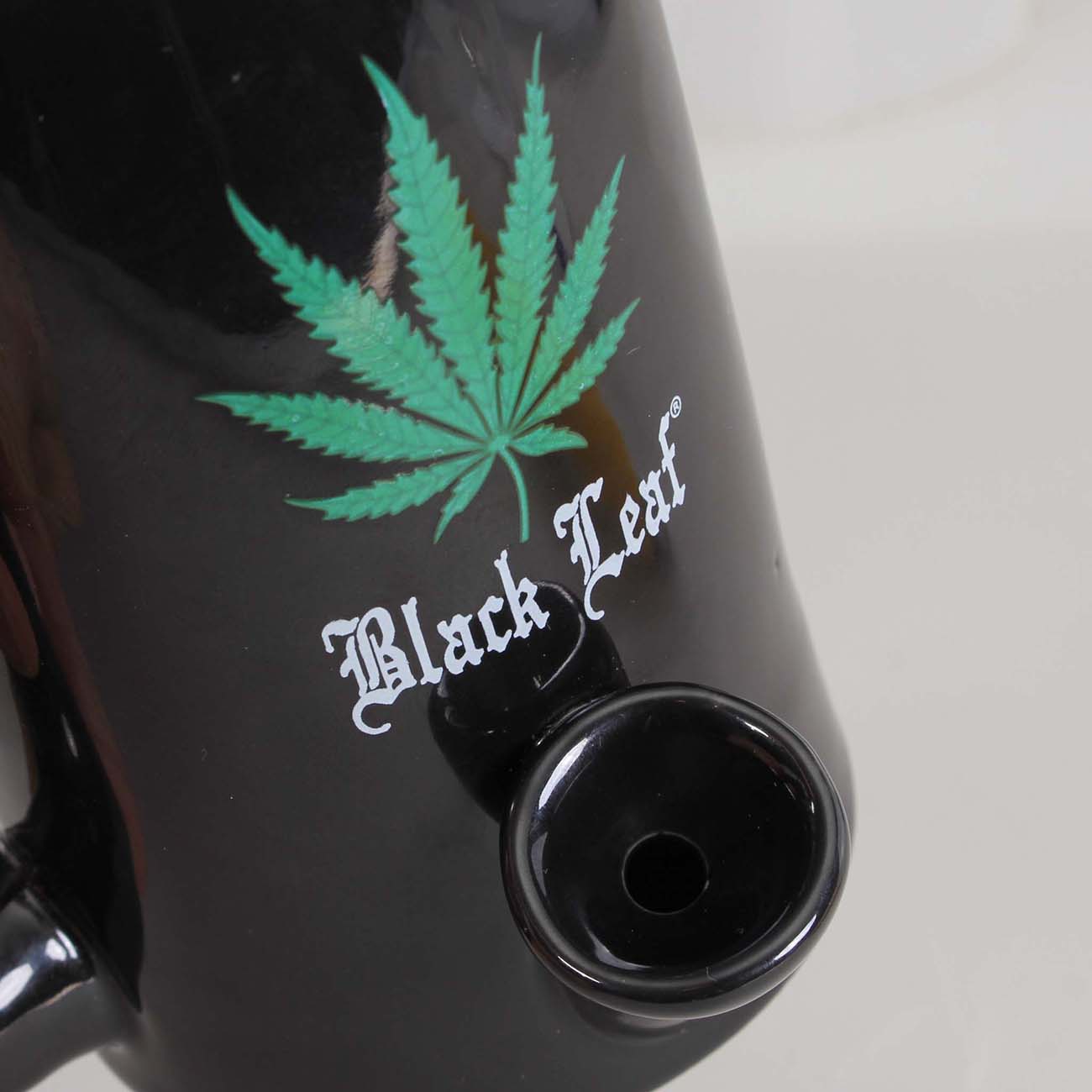 Black Leaf Ceramic Mug Bong Wake+Bake